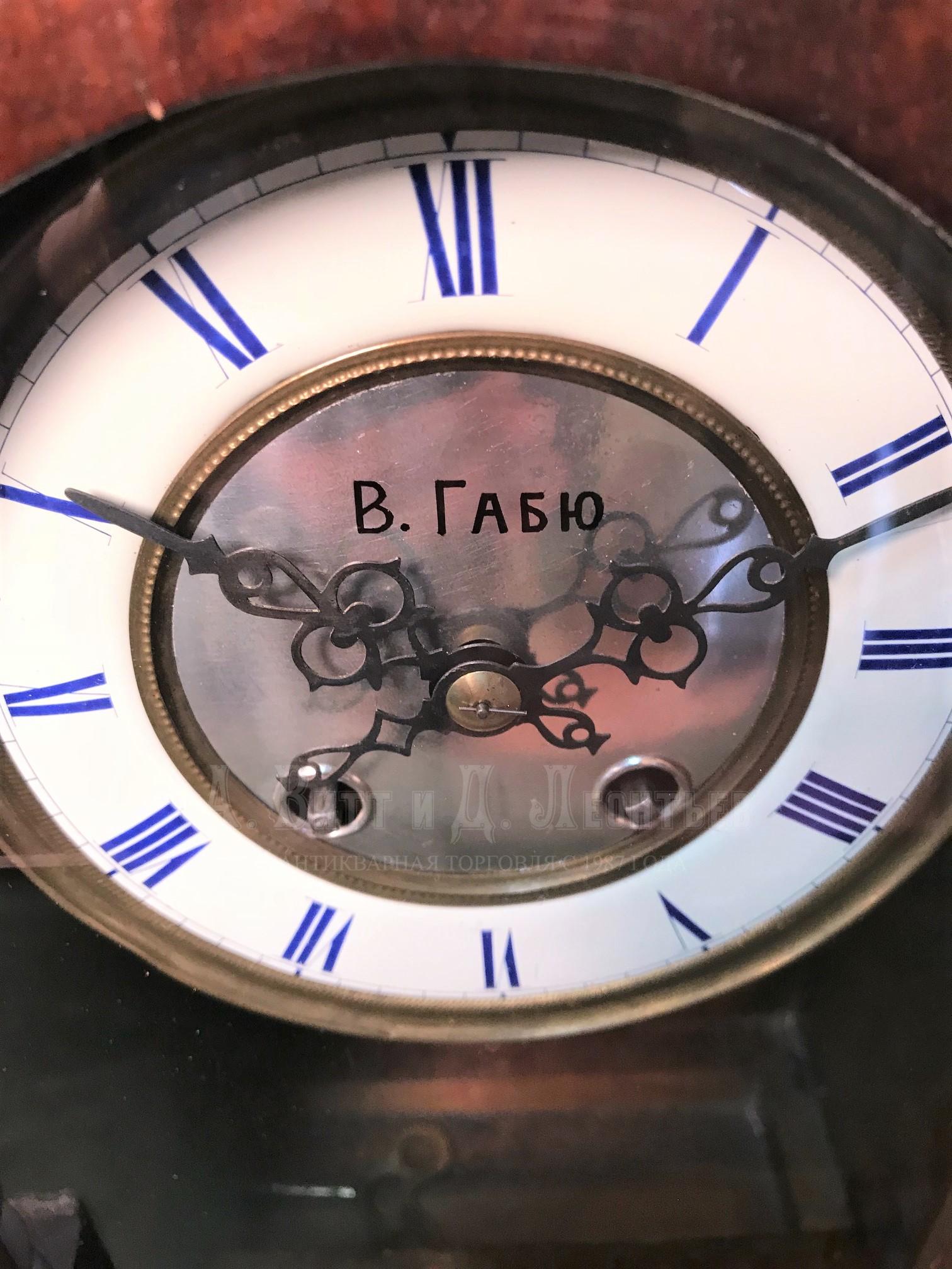 Антикварные настольные деревянные часы Виктор Габю русские старинные