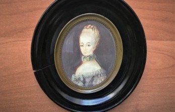 Русская портретная миниатюра портрет дамы на кости эпоха ампир