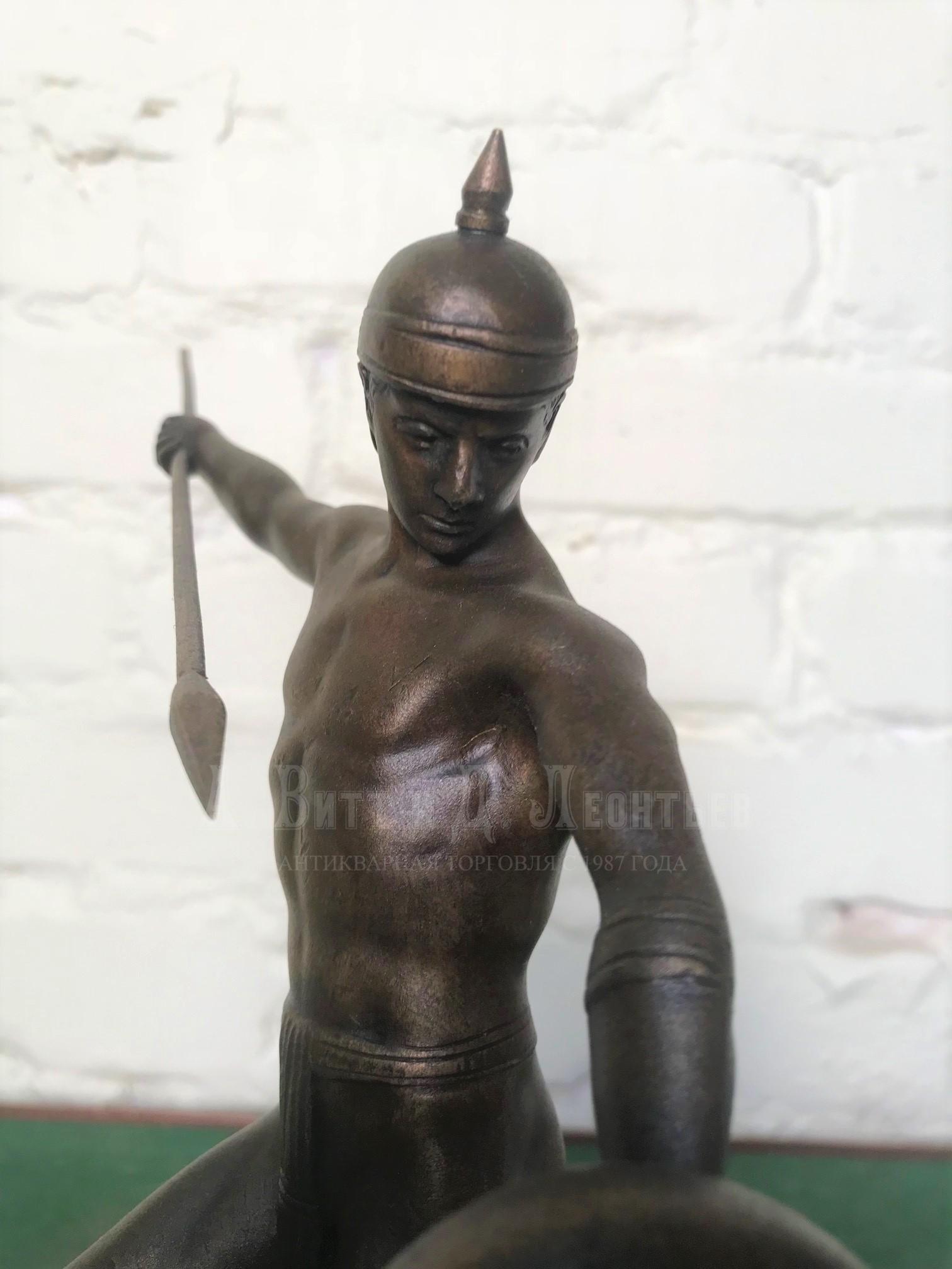 Бронзовый античный антикварный воин скульптура русская бронза