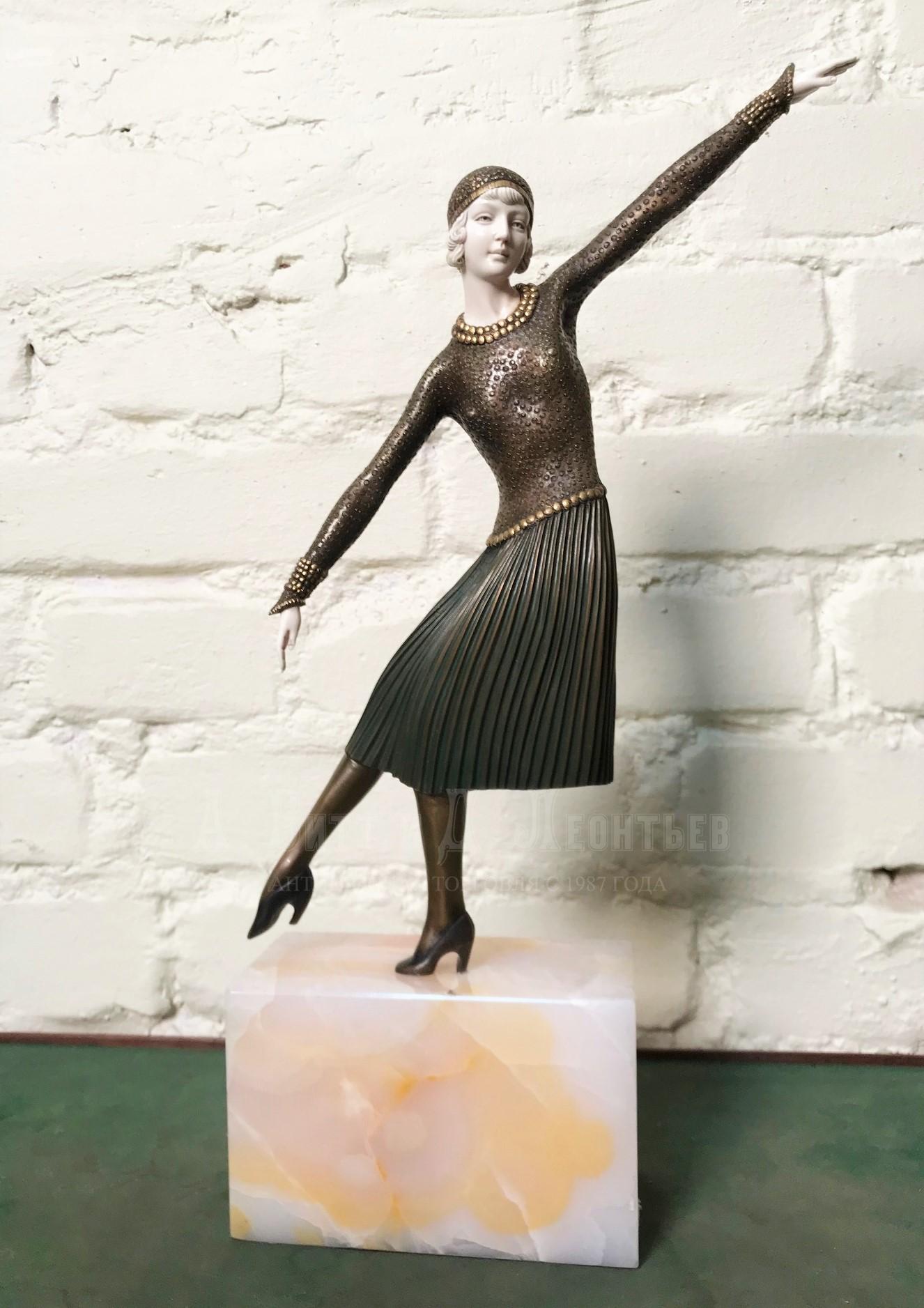 Скульптура ар деко бронза слоновая кость танцовщица деметр Чипарус