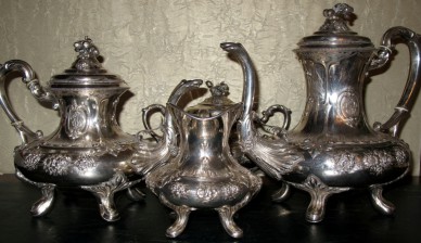 Антикварный серебряный чайно-кофейный сервиз 19 век