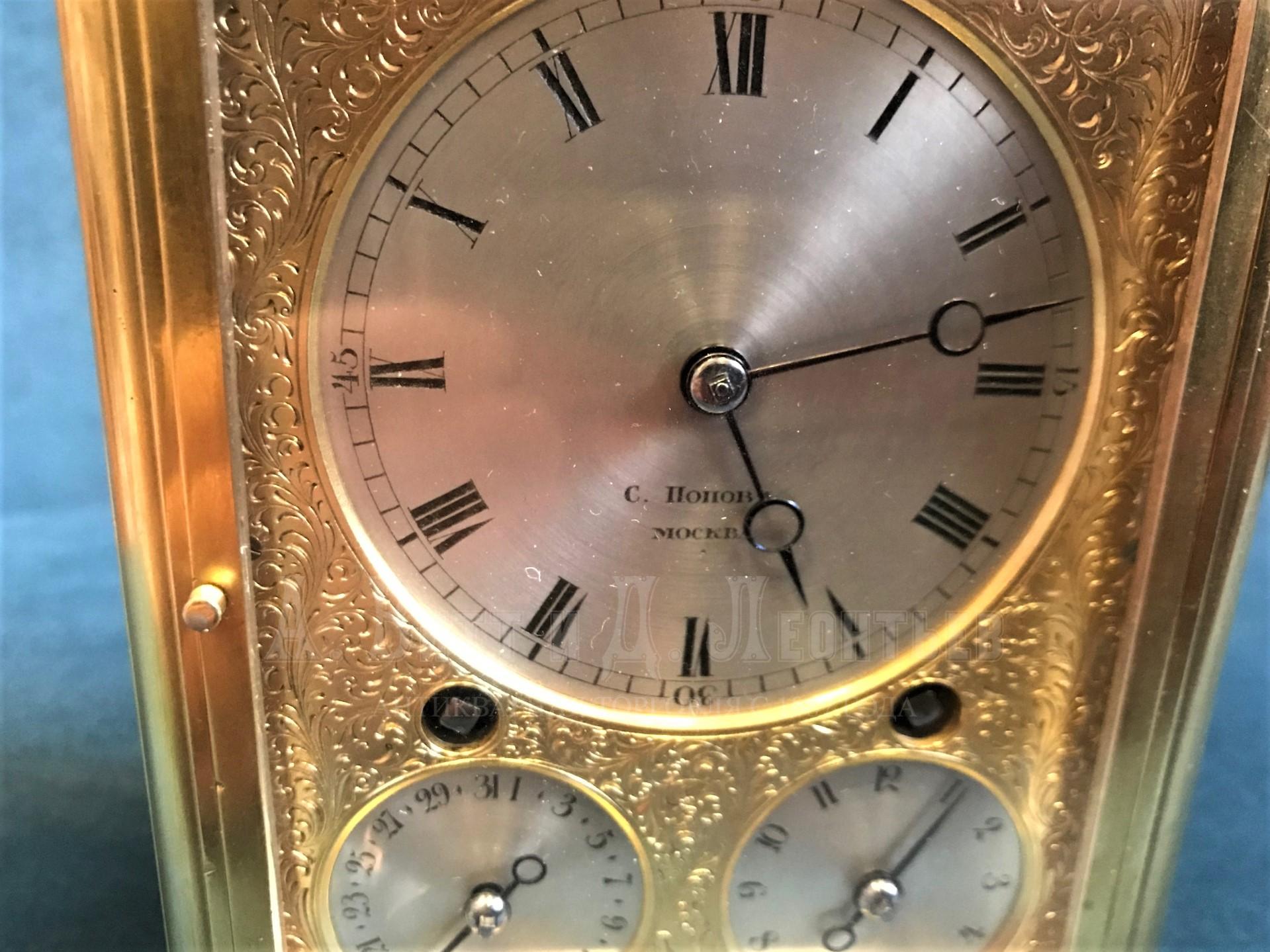 Каретные русские антикварные часы Попова каретник