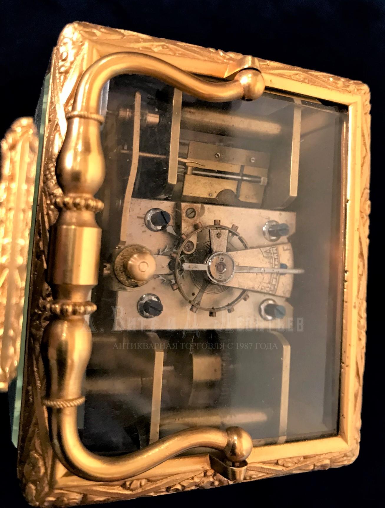 Антикварные французские каретные часы с репетиром красивый корпус Pinchon
