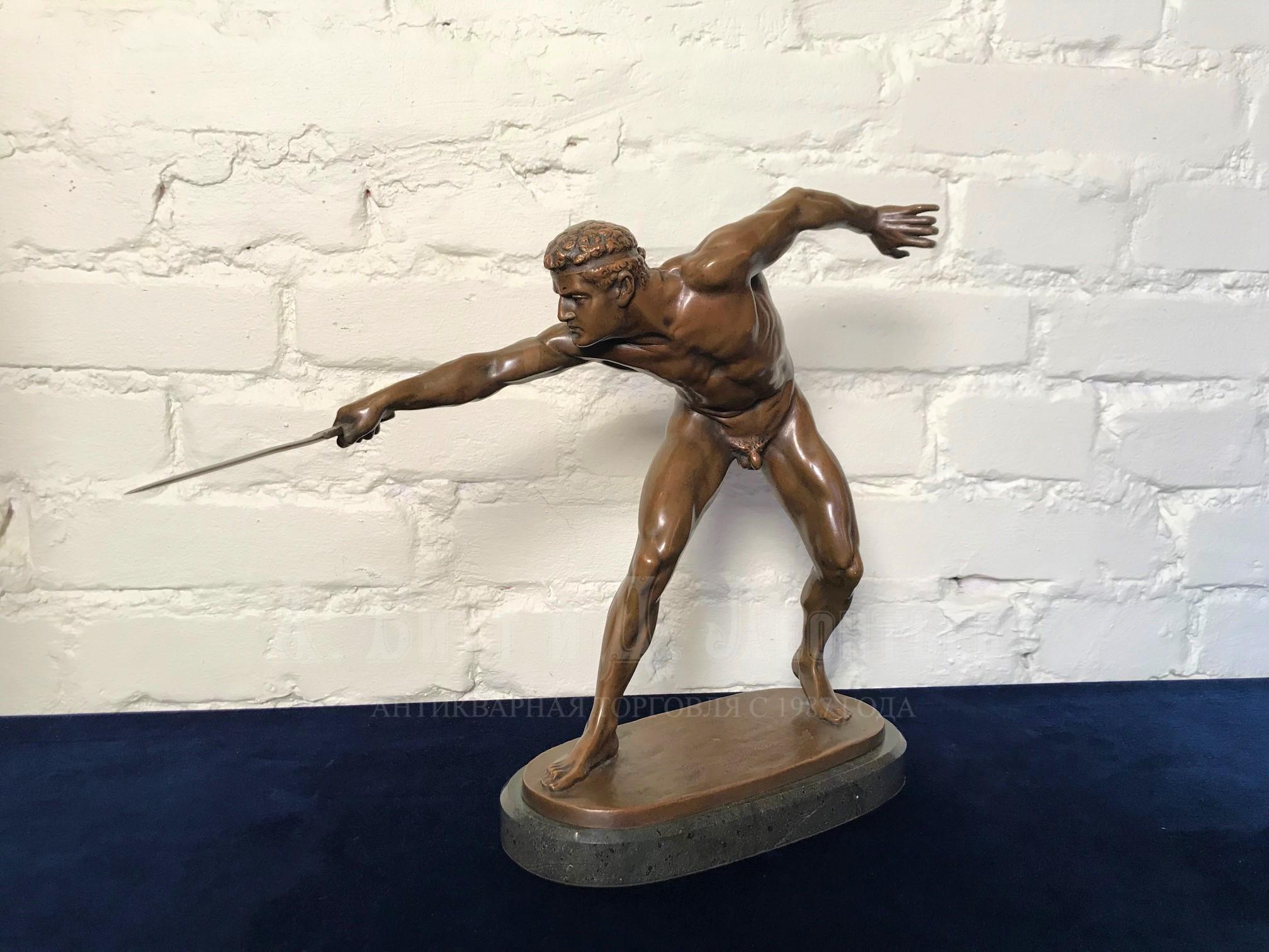 Rudolf Marcuse бронзовый антикварный гладиатор с мечом воин атлет