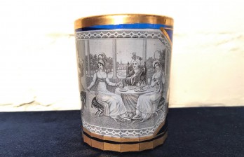 Антикварный стеклянный императорский стакан синий Теребенев