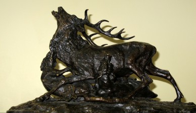 Антикварная скульптура Травля оленя - Pierre-Jules MENE