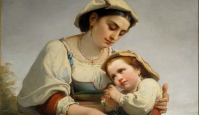 Мать и дитя - Антикварная картина - Adelaïde SALLES-WAGNER