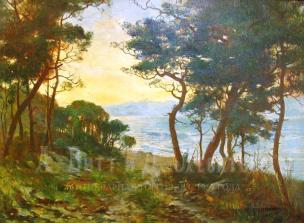 Рассвет на берегу - Антикварная картина - Georges Charbonneau
