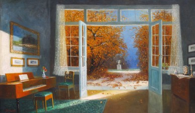Интерьер комнаты с видом в сад - Paul GEHRMANN