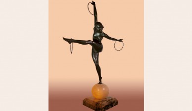 Танцующая с обручами - антикварная лампа-ночник - Georges Duvernet