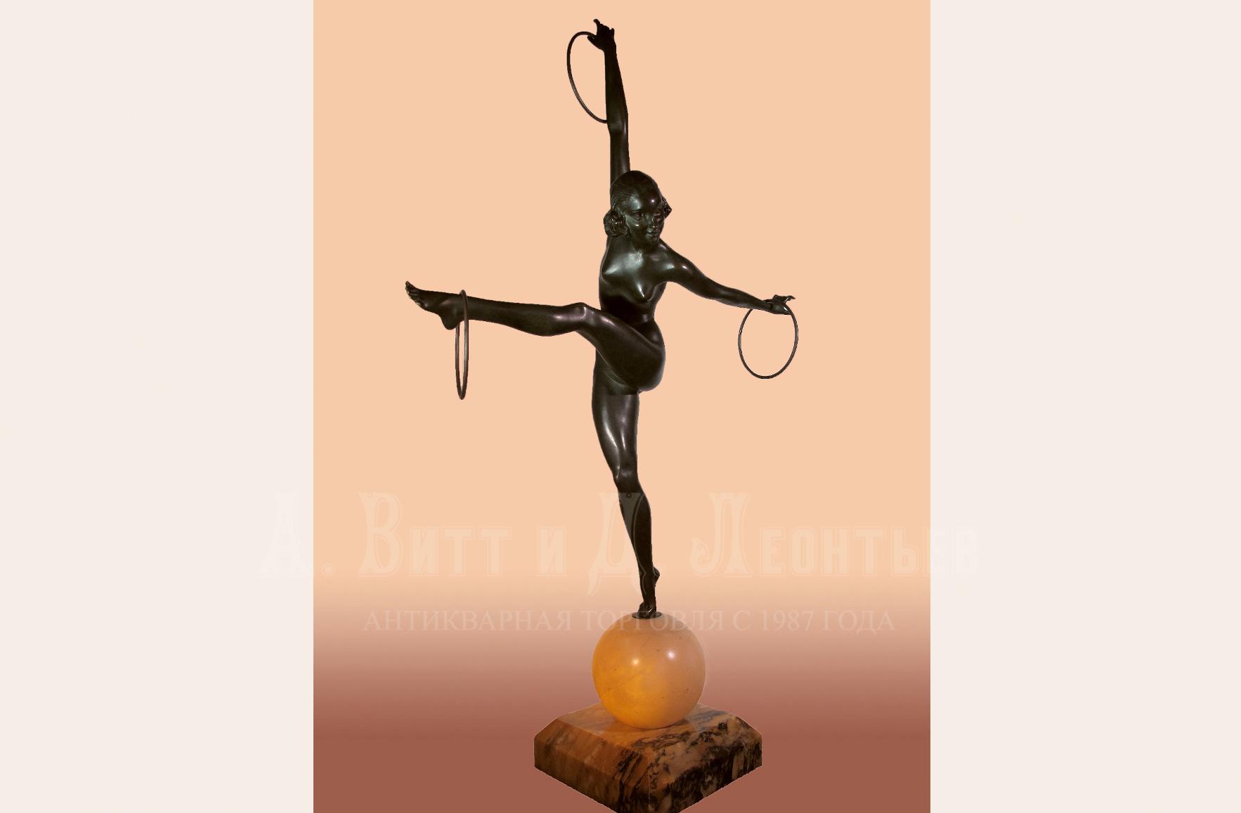 Антикварный ночник - бронзовая скульптура - Georges Duvernet