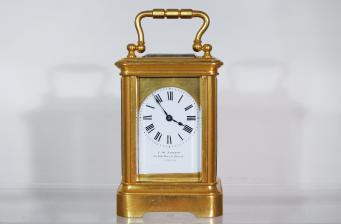 Миниатюрные антикварные каретные часы - J.W.Benson