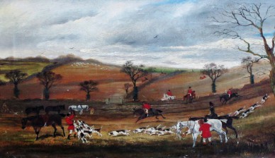 Охота на лис - Антикварная картина 19 века