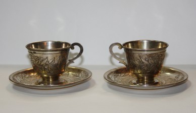 Чашка с бдюдцем русское антикварное серебро