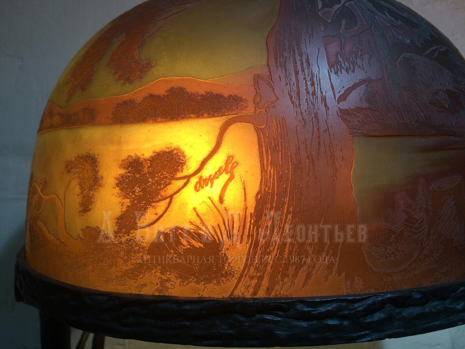 Антикварная настольная лампа бронза Бруно Зак