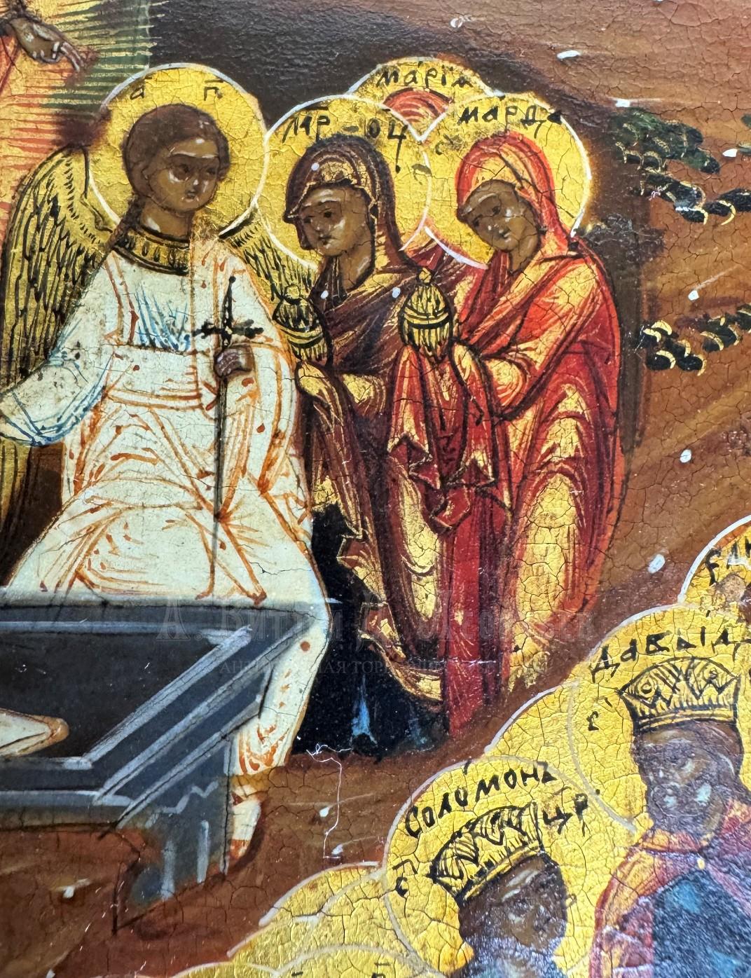 Икона русская антикварная Воскресение Христово